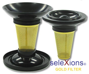 seleXions Teetassenfilter Gold mit TropfstopDeckel 